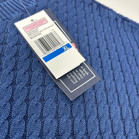 Vineyard Vines XL Navy Blue Cable Knit Long Sleeve Pullover Sweater NWT - Picture 3 of 6